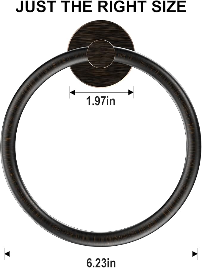 SetSail Towel Holder for Bathroom Wall Screw-in Towel Ring Stainless Steel Hand Towel Holder Heavy Duty Towel Hanger for Bathrooms Oil Rubbed Bronze