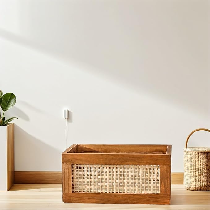 Handmade Woven Storage Basket Capacity Decorative Box for Organizing Sundries for Kitchen Living Office and More