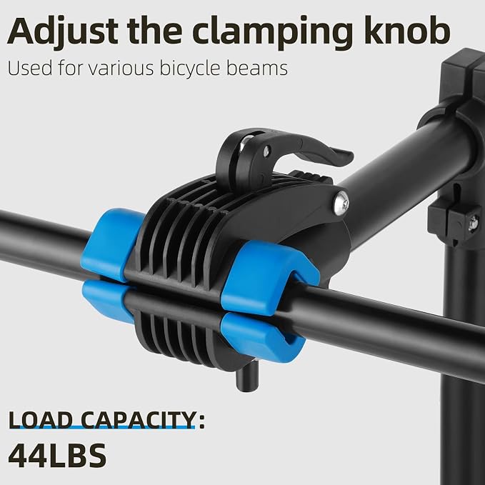 Urban Deco Bike Repair Stand, Wall Mounted Bike Work Stand, 360 Swivel Clamp, Holds Up to 20 kg, Black+Blue, Ideal for Home Maintenance