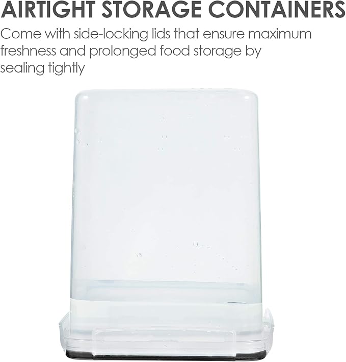 Vtopmart 5.2L Flour Sugar Storage Containers, 4 PCS, Black | For Bulk Flour and Sugar Storage, Airtight Seal, Multiple Sizes, BPA Free, Food Grade Material, Dishwasher Safe (Not Lids)