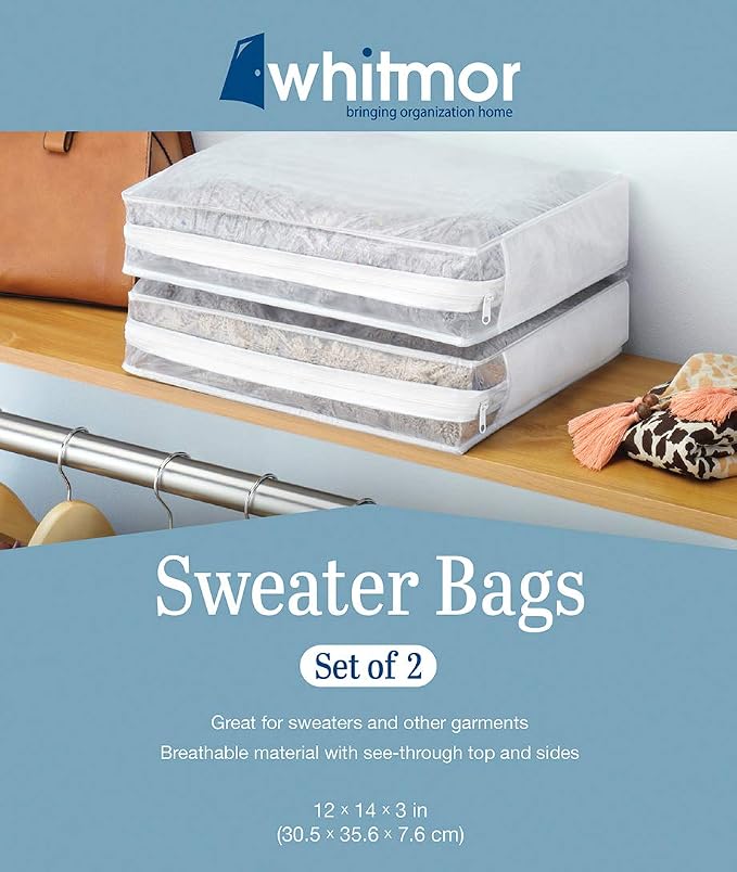 WHITMOR Set of 2 Sweater Bag, White, 2 Count (Pack of 1)