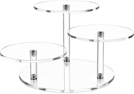 3-Tier Acrylic Display Stand for Botanical Collection Sets, Thickened Showcase Figures Display Holder for Collectibles Dessert Buffet Riser Christmas Tabletop Plant Perfume Watch, Desk Organizer