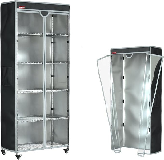 Wire Shelf Rack Cover for Garage Shelving, Fits 40"W x 18"D x 72"H | Waterproof Shelving Dust Cover with T-Zipper & Clear PVC Front, for Rack in Garage, Laundry or Basement (No Shelves)