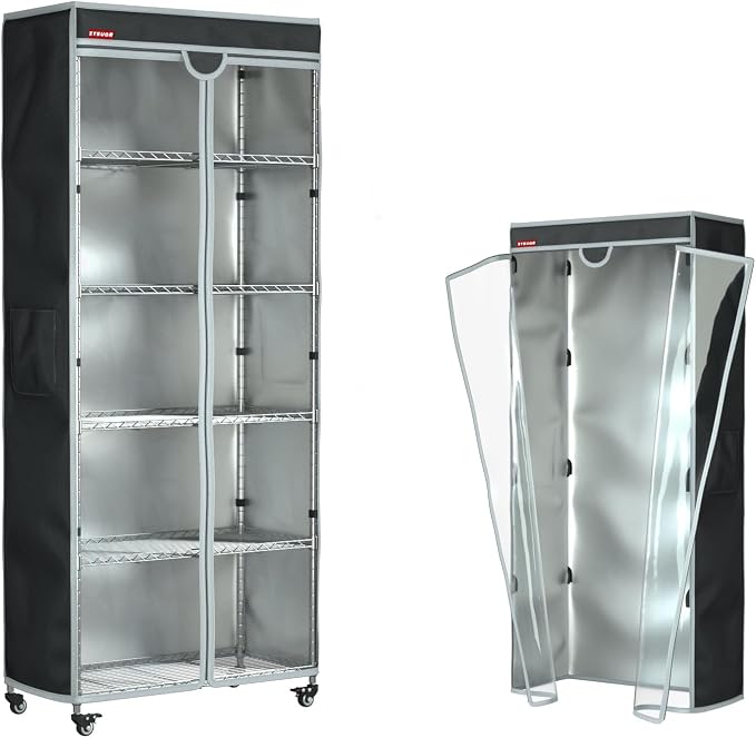 Shelf Cover for Wire Shelving, Fits 48"L x 24"D x 72"H Shelving Unit | Waterproof Dustproof Rack Cover with Transparent Front Panel, For Shelving in Garage, Storage & Utility Room (No Shelves)
