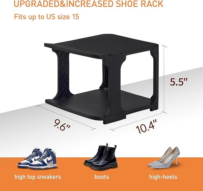 5 Tiers Vertical Shoe Rack, Narrow Free Standing Shoe Storage Organizer for Entryway and Small Closet, Stackable Shoe Holder Shelf Stability DIY, Black