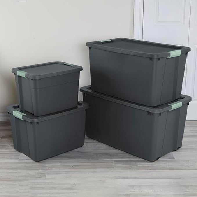 Sterilite Latch Tote Storage with Lids for Home & Office, 12 Gallon, 6-Pack | Heavy-Duty and Stackable Plastic Containers with Latches for Closet, Cabinet, Bedroom, Bathroom and Dorm Room Organization