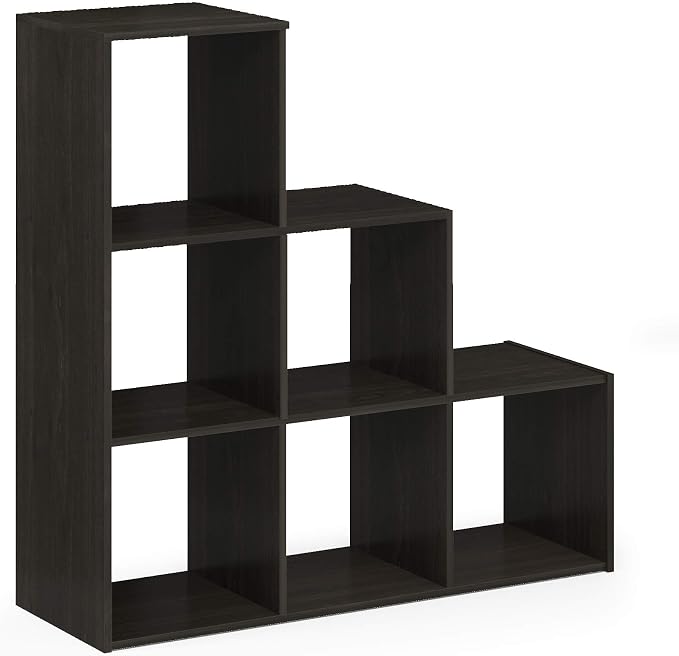 Furinno Pelli 3-2-1 Cubic Storage Cabinet, Espresso | 11.8 x 36 x 35.6, Open Frame, 6-Cube Storage Organizer Cabinet, for Living Room, Bedroom, Home Office