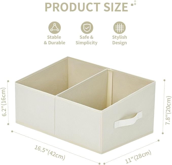 DIMJ Closet Storage Bins, 5 Pack Storage Baskets for Shelves, Foldable Closet Organizer with Handle, Linen Closet Organizers and Storage for Clothes, Toys, Towel, Books (Beige)