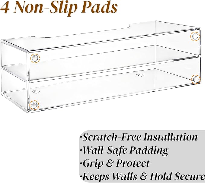 Noamus 2 Pack Acrylic Mail Organizer for #10 Envelopes, 2 Slot Wall-Mounted Letter Holder, Clear Hanging File Rack, Countertop File Sorters Box for Desk Bill Filling, Home Office School Workspace