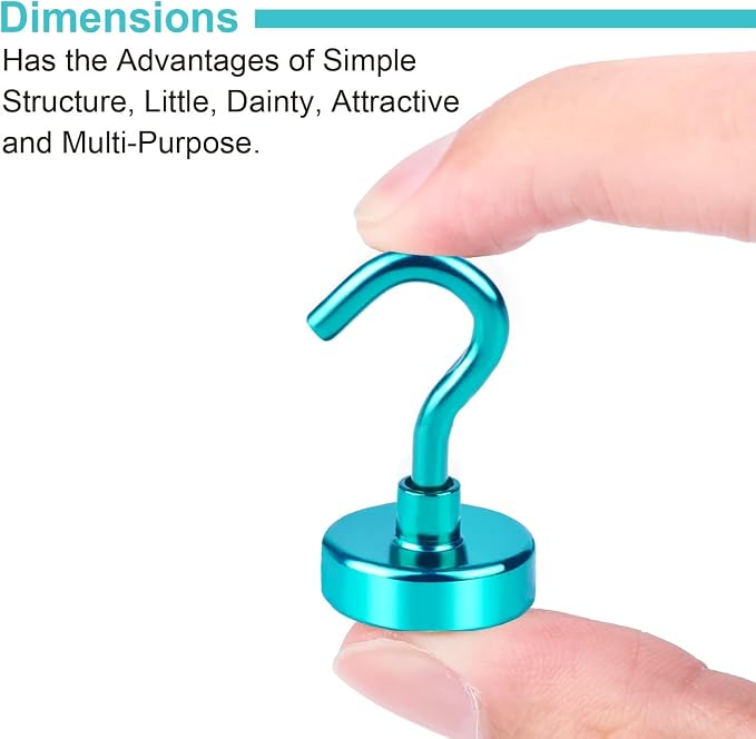 DIYMAG Magnetic Hooks 20pcs 30lbs Cruise Essentials 2026 Magnet Hook Green | Neodymium Heavy Duty Strong Magnets Hanging Ship Cabins Refrigerator Fridge Classroom Beach Vacation Kitchen Grills Home Tool