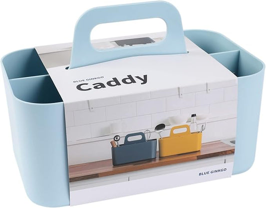 BLUE GINKGO Stackable Organizer Caddy, Rectangle, Blue, Made in Korea | Portable. Adjustable. Home, Office & School Storage.
