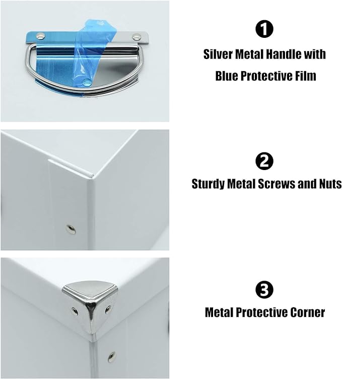 GUOZI Collapsible Storage Box, Decorative Memory Box with Lid & Metal Reinforced Corners, Cardboard File Bin with Handles, Organizer Gift Box for Keepsake Toy Photos Office Nursery Wardrobe Bookshelf | Reinforced metal corners. Easy-grip handles. Stora...