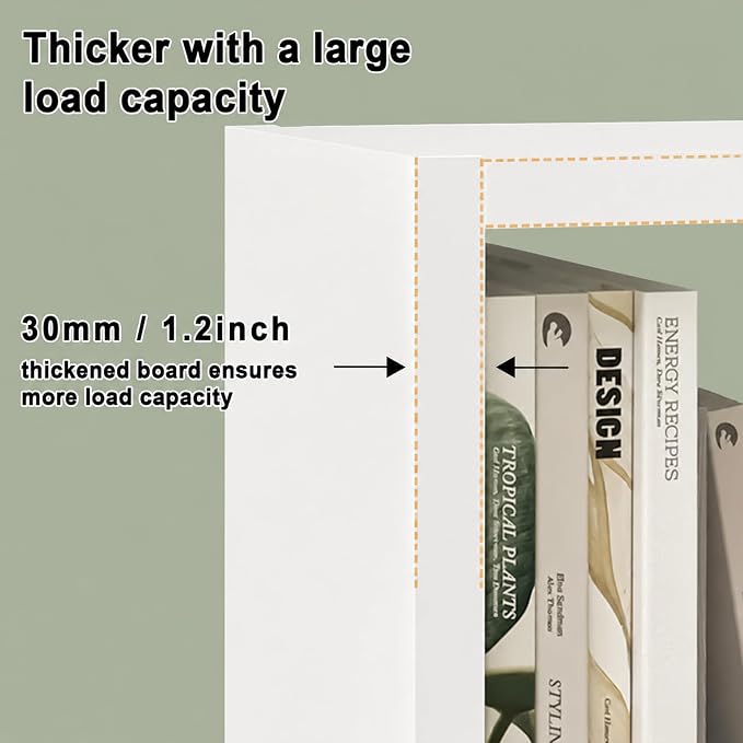 CTESNE【2026 Wooden Thick Frame 4 Cube Storage Organizer Shelf with Anti-Tipping Kits + Reversible Open Back Bookcase, Horizontal and Vertical Dual-use（White,11inch）