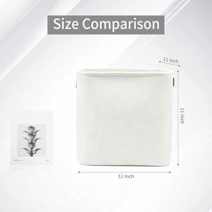 Bagnizer Collapsible Fabric Storage Cubes 11x11 Cube Storage Bins, 4 Pack Closet Baskets Box with Handles for Organizing, Shelf, Toys, Clothes, Home, Office, Nursery (White)
