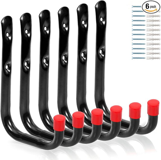 Heavy Duty Garage Storage Hooks, Wall Mount Storage Utility Hangers for Ladders, Bike and Garden Tools (7.9Inch x 5.9Inch)