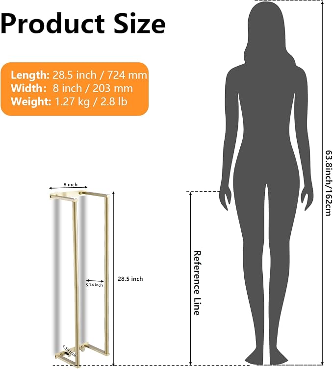 BWE Brushed Gold Towel Racks for Bathroom 28" Towel Holder for Rolled Towels