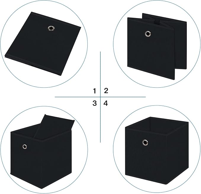 Fabric Cubes Storage Containers ,11 Inch Cloth Storage Cube Foldable Storage Bins Cubes Organizer Baskets with Handles for Shelf,Closet,Nursery,Set of 1,(Black)
