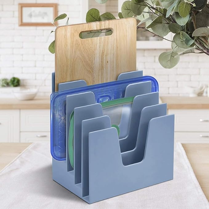 Acrimet 5 Section Incline File Sorter Organizer, Desktop Mail Holder, Blue | Durable Plastic, Space-saving Design, Easy Document Access, Ideal for Office, Home and School Use