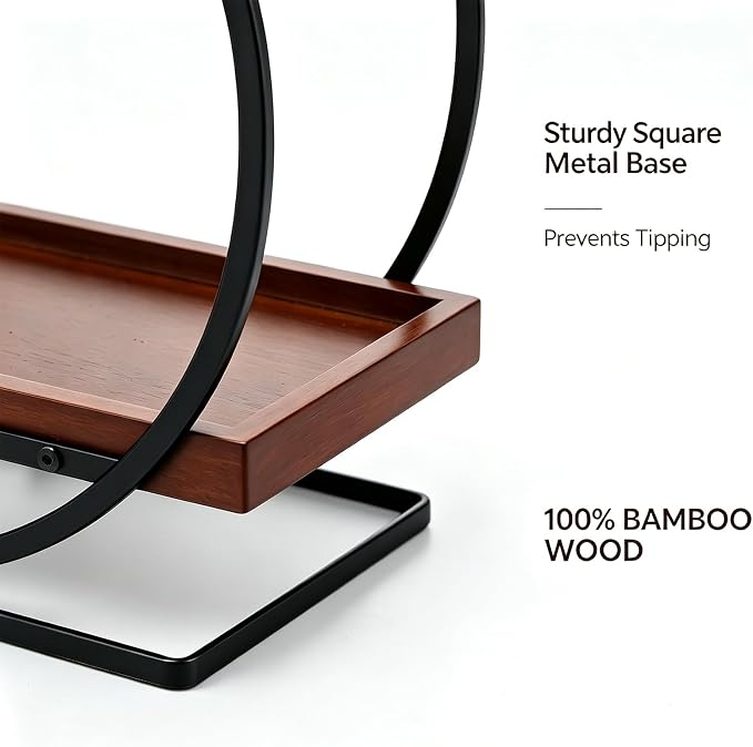 2-Tier Bathroom Counter Organizer, Wooden Perfume Organizer Dresser | Bamboo Countertop Trays Skincare Makeup Vanity Shelf, Organizers and Storage for Bathroom Kitchen,Black & Brown Perfume Stand