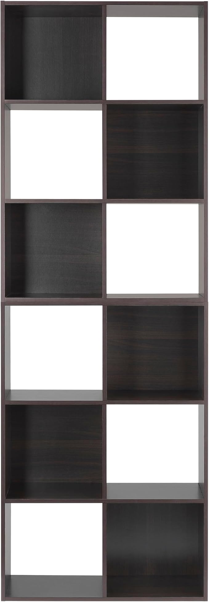 Whitmor 6 Cube Storage Organizer, 3 Tier Stackable Mdf Wood Bookcase, Open Storage Display Bookshelf, Storage Cabinet for Living Room, Bedroom, Home, Office, 23.7"L x 11.7"W x 35.2"H, Espresso
