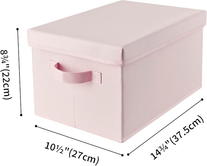GRANNY SAYS Storage Bins Fabric, Storage Bins with Lids, Collapsible Storage Box Closet Shelf, Decorative Storage Baskets for Organizing Bedroom Dorm Nursery, Pink, Medium, 3-Pack
