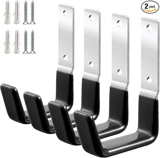 GeeWatom Heavy Duty Steel Garage Hooks,Garage Storage Utility Hooks,Anti-Slip Hanger, Tool Organizer,Steel Wall Mount Organizer, Garden Hose Hanger (Small-4PC)
