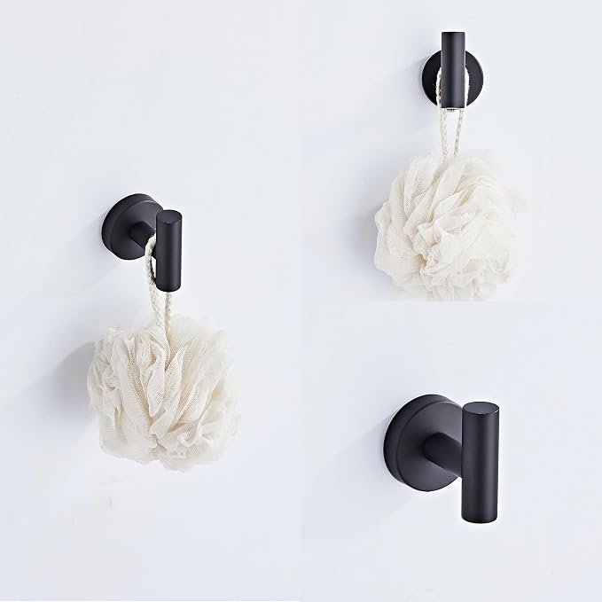 Matte Black Bathroom Hardware Set 5 Piece with Towel Racks for Bathroom, SUS304 Stainless Steel Bath Towel Bar Set, 24 Inch Wall Mounted Accessories Kit…