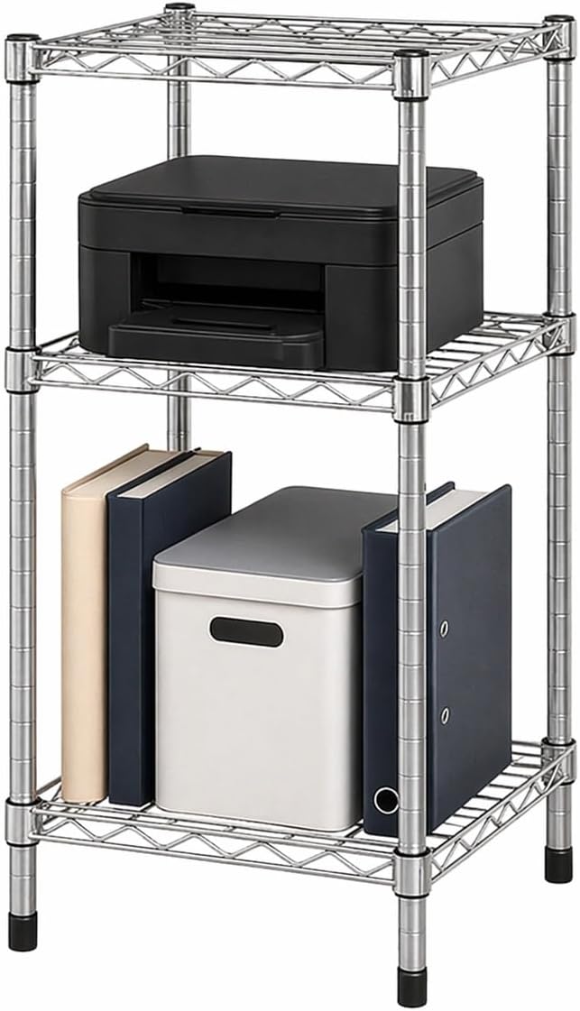 Honey-Can-Do 3-Tier Stackable Chrome Wire Shelf, 200 lb/Shelf, 15x14x30 in | 600 lb total in a compact footprint; stacks & connects into a custom wall; fits counters & closets; no-tool build