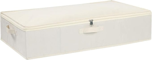 Underbed Storage Organizers,Beige,1 Pack,23.6x11.8x5.9 Inch | Under Bed Storage Container with Lids,Fabric Boxes,Drawer Organizer Bags,Foldable Baskets for Bedroom