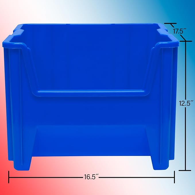 Akro-Mils 13018 Stak-N-Store Stackable Storage Bins, Heavy Duty Garage Storage Containers, Open Front Plastic Organizer for Tools, Shelves, Closet Organizer, 17-1/2" x 16-1/2" x 12-1/2", Clear, 2-Pack