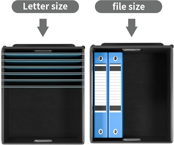 File Organizer Box with Lids, Collapsible File Folder Organizer | File Box with Plastic Slides for Document, Filing Bin for Letter Size Hanging File Folders (1 Pack, Dark Gray)