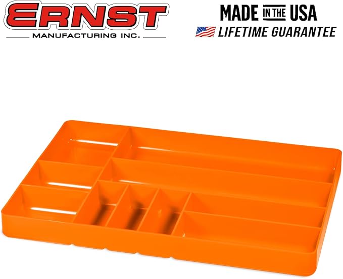 Ernst Manufacturing Tool Garage Organizer Tray, Orange, 10-Compartments