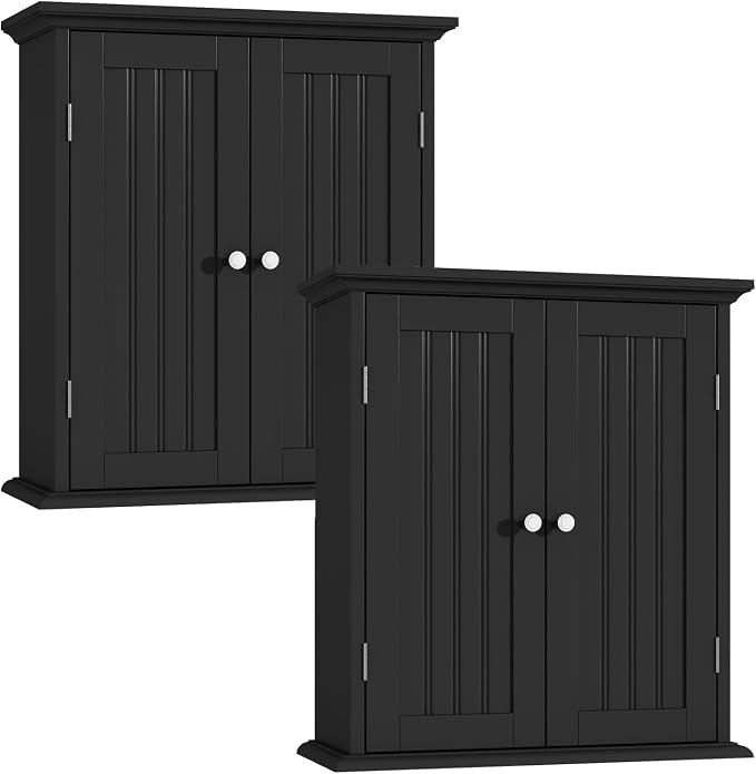 ChooChoo Bathroom Wall Cabinet Set of 2, Over The Toilet | 8.8"D x 21.1"W x 24"H, Medicine Cabinet, 2 Door and Adjustable Shelves, Cupboard, White