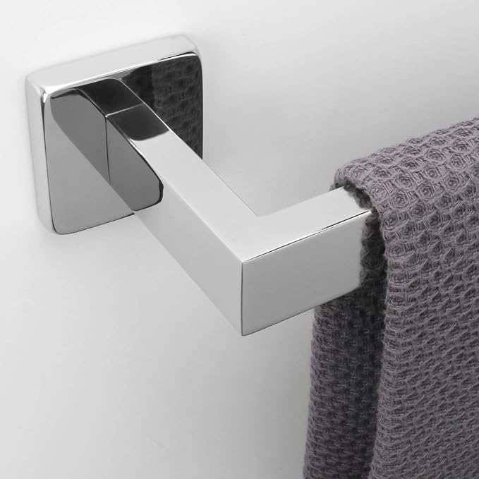 NearMoon Towel Bar, Bath Accessories Premium Thicken Stainless Steel Square Shower Towel Rack for Bathroom, Towel Holder Wall Mounted (1 Pack, Chrome Finish, 33 Inch)