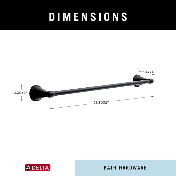 Delta Faucet Becker (1-Pack) 24" Bathroom Towel Rack/Bar, Matte Black, Wall Mounted BCK24-MB