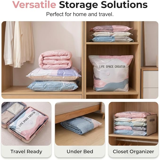No-Pump Vacuum Storage Bags, Upgraded 3D Vacuum Storage Bags, Portable Large Clothes Compression Bags for Household Use, Convenient Cube Storage Bag for Clothes, Comforters, Blankets (2, 31.5*39.4in)