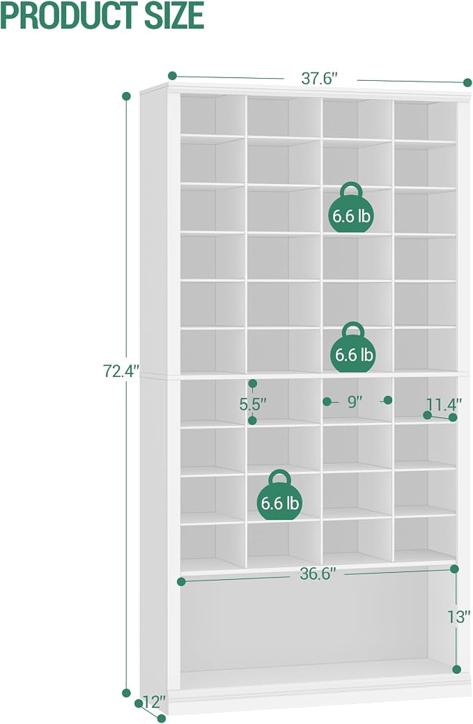 Hzuaneri 11 Tiers Shoe Storage Cabinet, Tall Shoes Cabinet with Cubby | Freestanding Wooden Shoe Organizer, 40-44 Pairs, Shoes Cubby Organizer for Entryway, Bedroom, White SR59303X