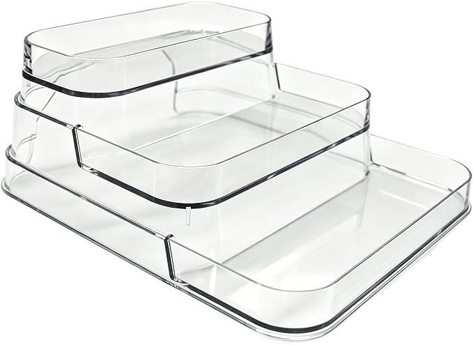3-Tier Spice Rack, Clear PET Kitchen Storage | No assembly needed, for countertop, cabinet, bathroom. Holds spices, vitamins, cosmetics. BPA-free, easy clean