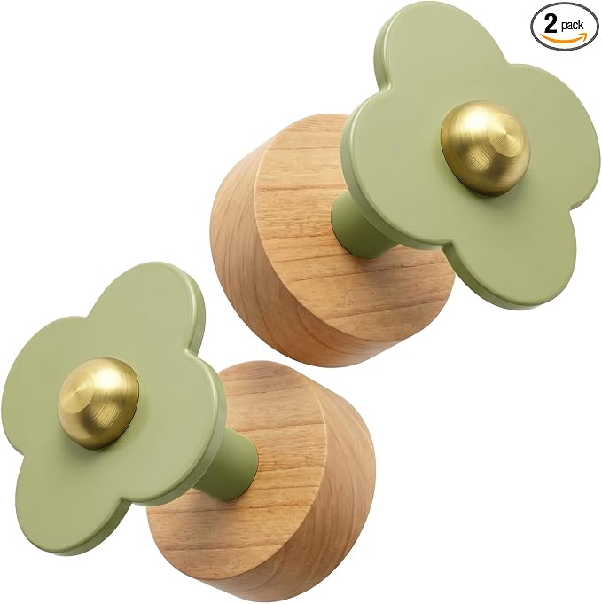 Tindbea Upgreded Heavy Duty Coat Rack Wall Mount for Entryway, Kids' Room | Cheery Wood，Green