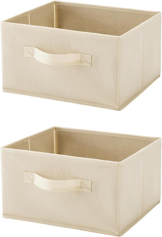 Hanging Shelf Closet Storage Organizer Removable 2 Drawers, Beige | Hanging Storage Organizer Hanging Sweater 2 Sock Underwear Drawers for Closet, Bedroom