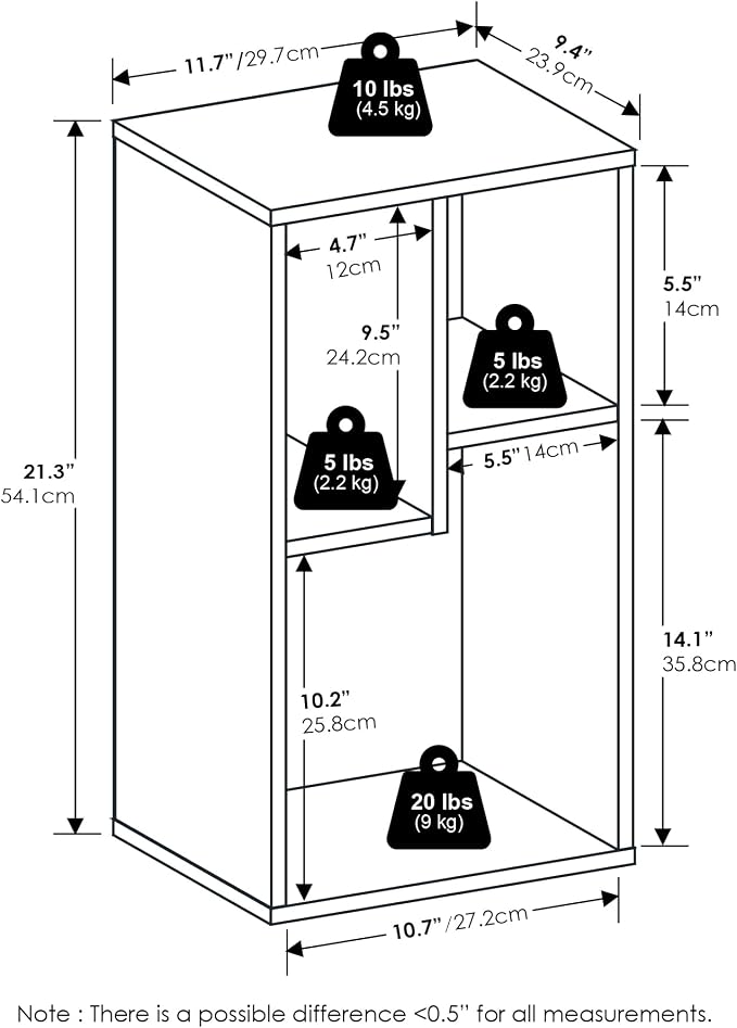 Furinno DALY Book Shelf, 3-Cube Bookshelf, Cube Storage Organizer Bookcase with Irregular Compartments, 9.4 x 11.7 x 21.3, for Living Room, Bedroom, Home Office, Espresso