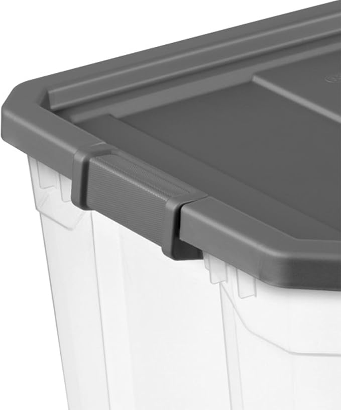 Sterilite 8-Pack Modular Stacker Box, Durable Clear Plastic Storage Bins with Latching Lids, 108 Quart - Stackable Organizing Container Boxes for Closet, Bathroom, and Office