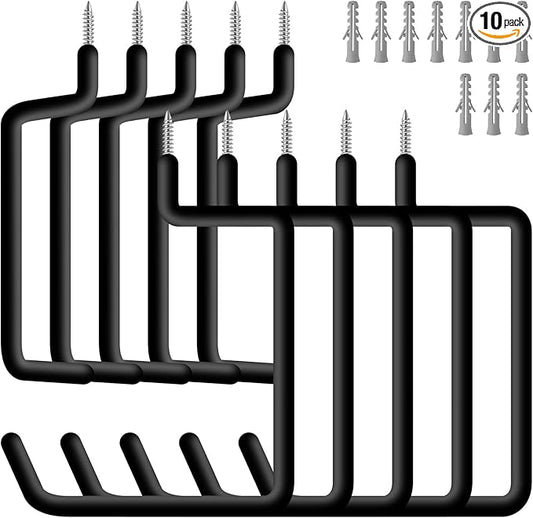 10 Pcs Ladder Hook Screw in Storage Hanger for Garage Wall | Wall Mount Garage Storage Hooks, Heavy Duty Shelf Organizer, For Bike, Foldable Chair, Ladder