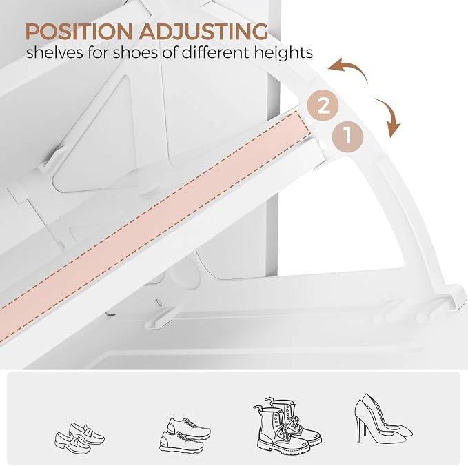 Homleke Farmhouse Shoe Cabinet for Entryway, 3 Barn-Style Flip Drawers | Narrow Shoe Storage Organizer, Top Display Shelf, Adjustable Shelves, Shoe Rack, for Hallway Closet, 24" Wide, White