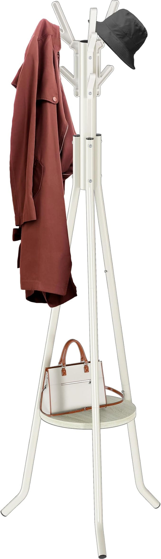 Simple Houseware Freestanding Coat Rack with Shelf, 9 hooks, White