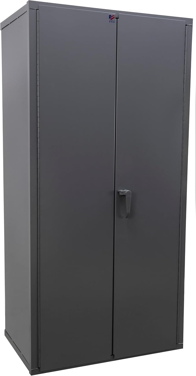 Jamco Heavy Duty Steel Storage Cabinet, Lockable Doors, 7200 lb Cap., Gray | 14-Gauge All-Welded Steel Cabinet, 4 Adjustable Shelves (1,800 Lbs Capacity Each), 24"D X 36"W X 74"H, Lockable,