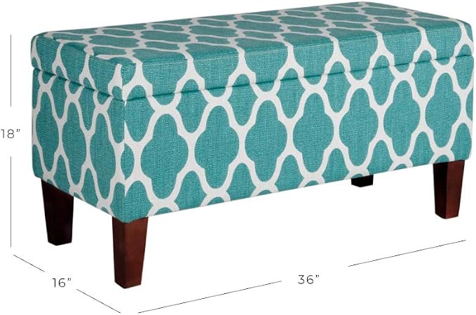 HomePop 36" Storage Ottoman Bench with Hinged Lid - Teal Geometric
