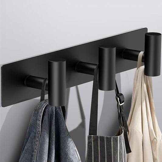 Bntuk Coat Rack Wall Mount - 3 Coat Hooks, Towel Racks for Bathroom Robes Bags Keys, Hat Rack Wall Towel Hooks Organizer (Black)