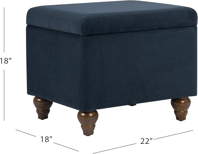 Spatial Order 22" Medium Rectangular Storage Ottoman - Blue Velvet