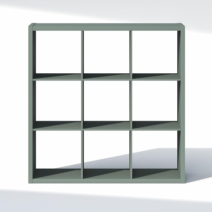 Furinno Cubic Extra Thick 9-Cube Closet Organizers and Storage, Sage Green | 14.6 x 44 x 44 in, Open Shelf Closet Storage, Closet Organizer, for Wardrobe, Bedroom, Living Room